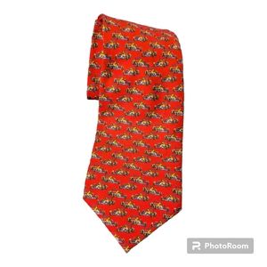 LRL Ralph Lauren Mens Necktie Multicolor Racing Cars 100% Silk Vintage Classic